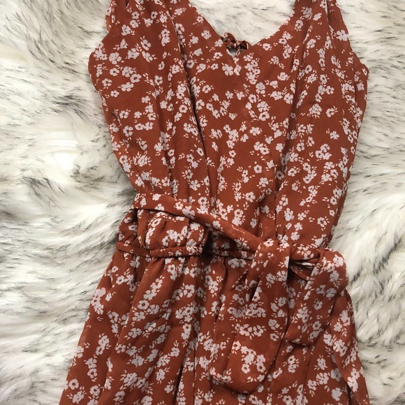 Daytrip Floral Print Sleeveless Orange & White Mini Dress Small - Picture 4 of 13